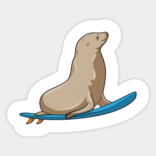 Seal as Surfer with Surfboard Sticker